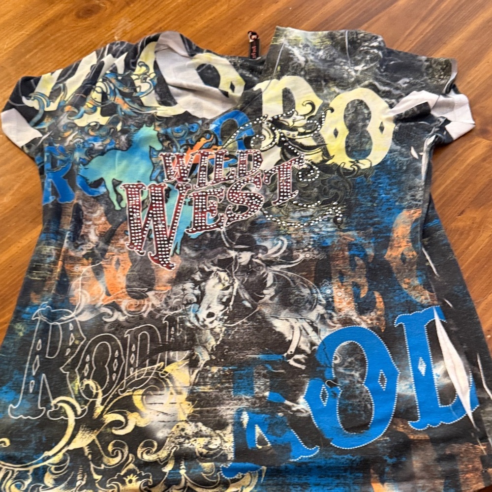 Affliction Wild West Kids Tee - Blue and Yellow
